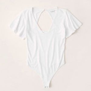 Abercrombie white flutter sleeve bodysuit